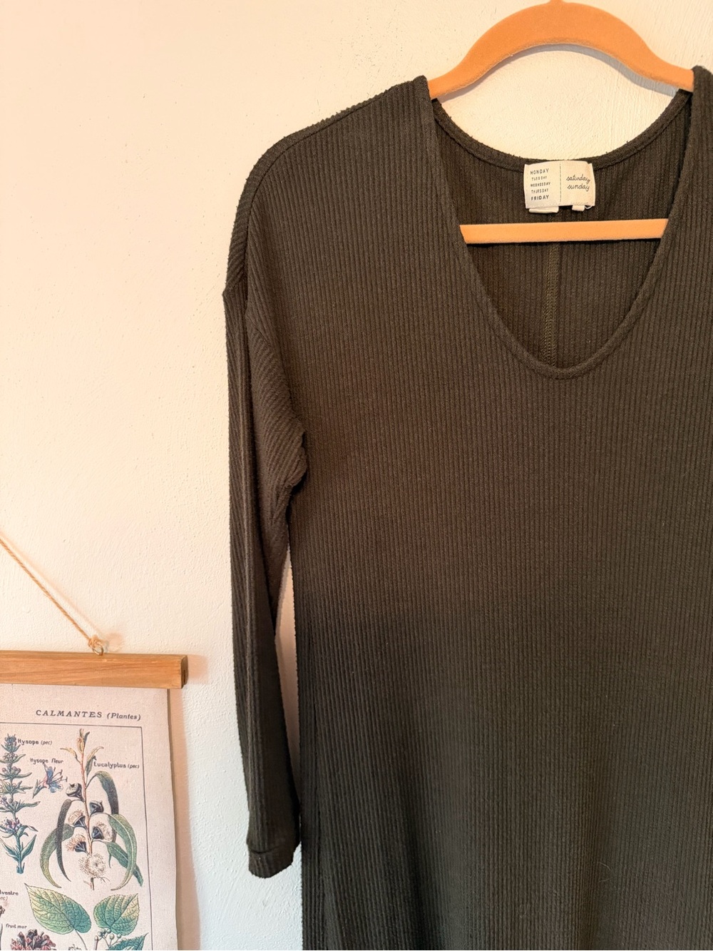 saturday sunday - XSmall -Women’s Olive Green V-Neck Maxi Dress with Flounce Hem - Picture 4 of 10